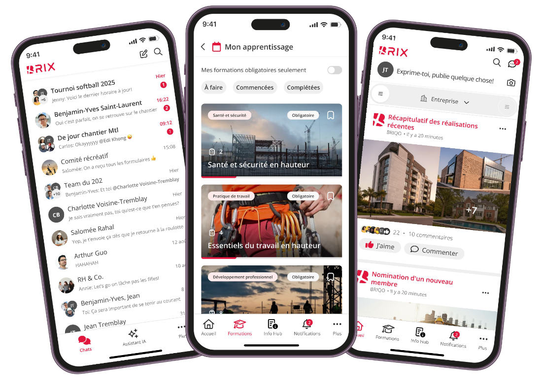 BRIX mobile app screens