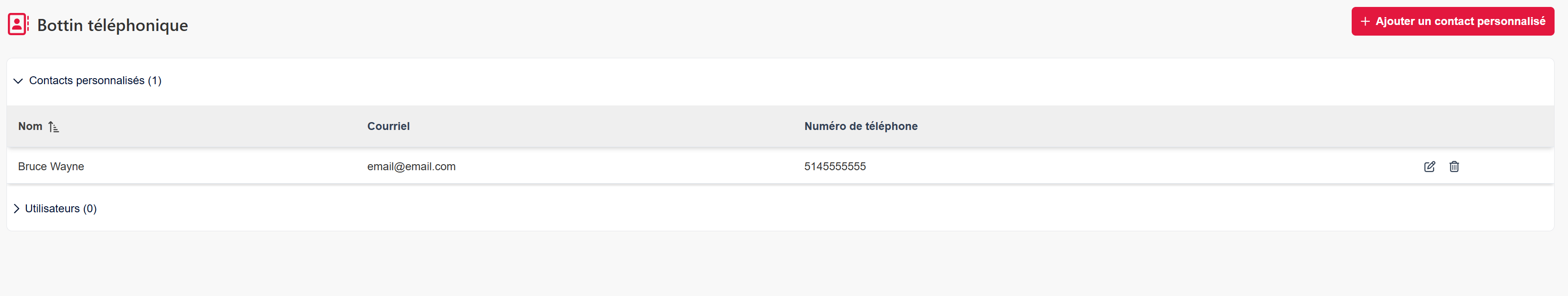 Creating a custom contact in the web portal