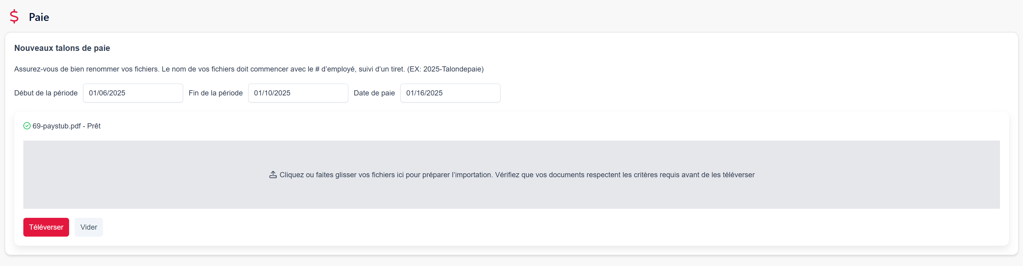 Uploading pay stubs in the web portal