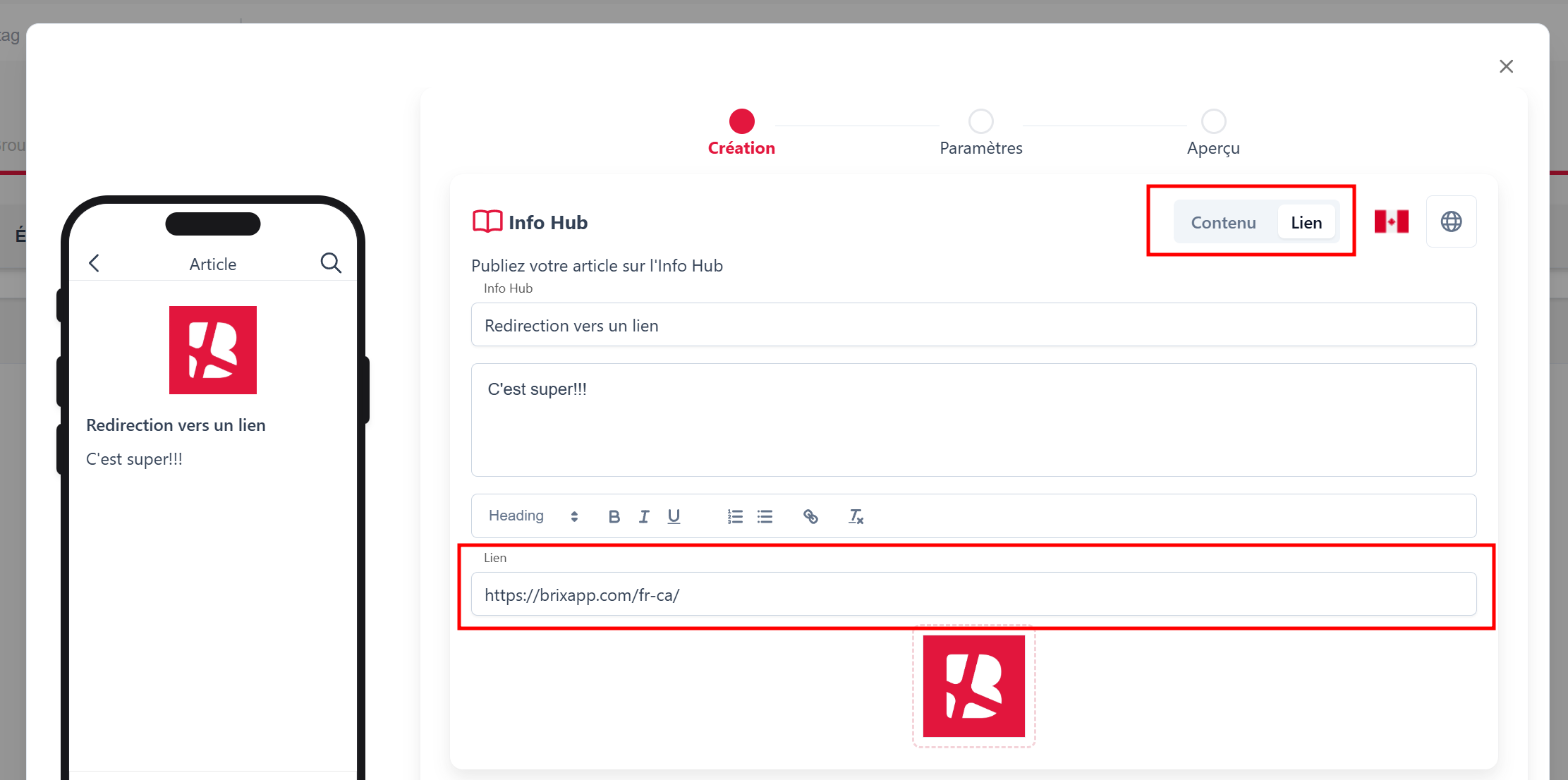 Adding a URL link to an Info Hub article