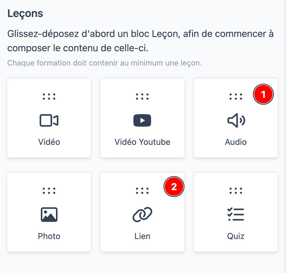 Adding an audio file or external link to a lesson