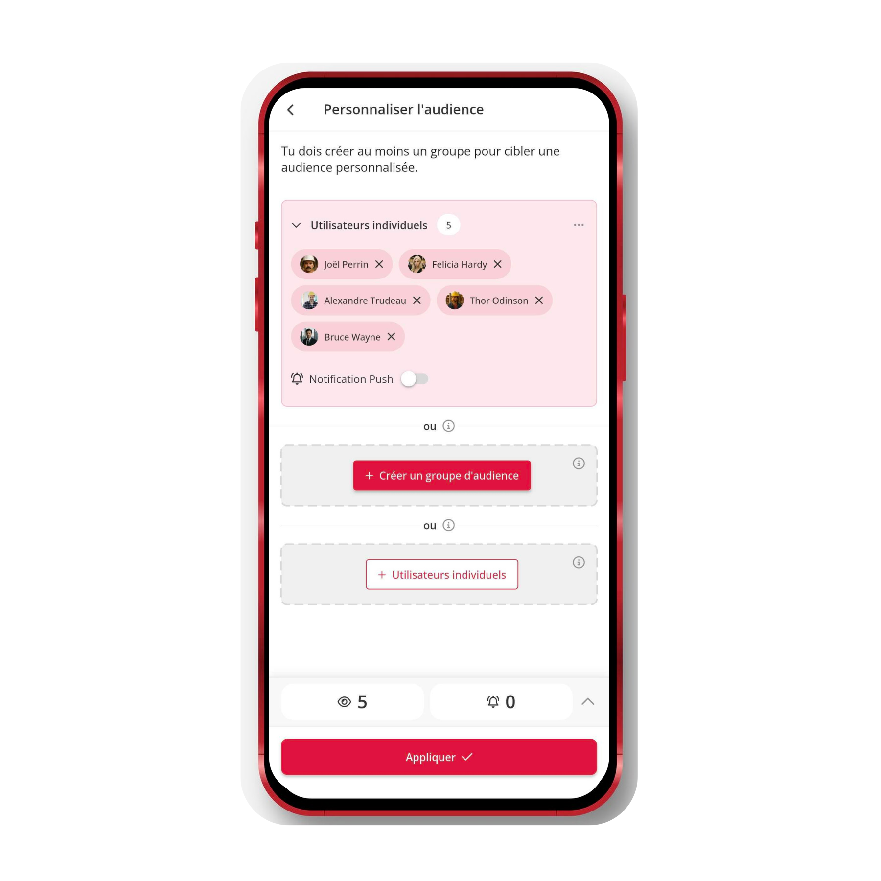 Selecting audiences on mobile
