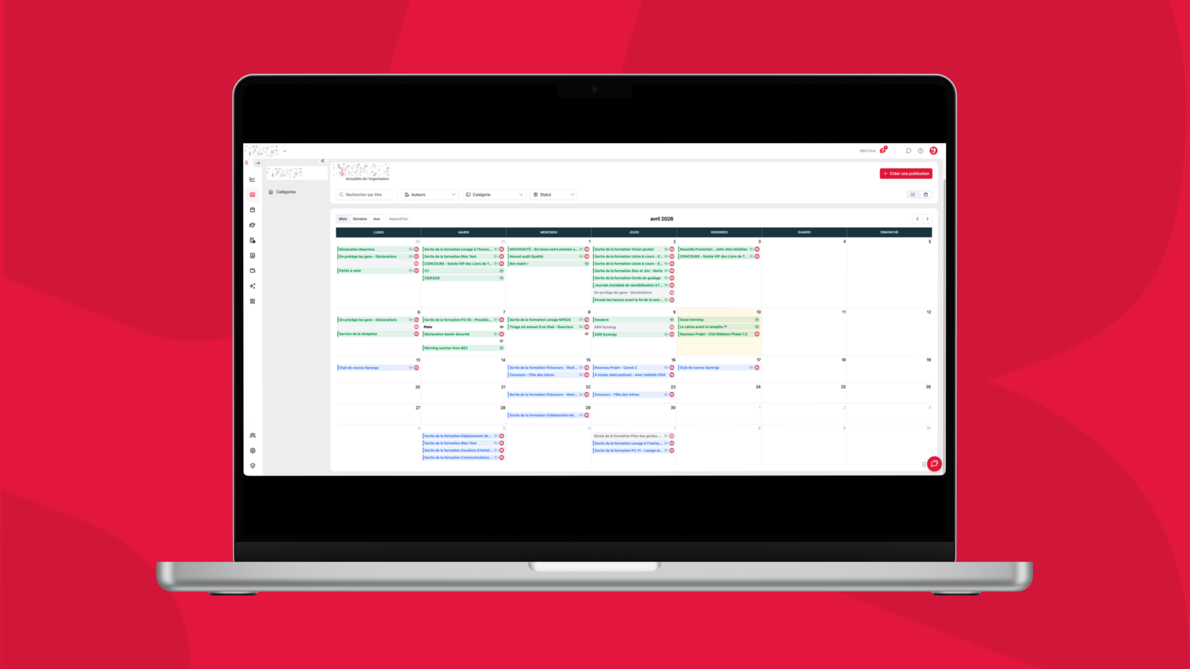 Calendar view in the News module