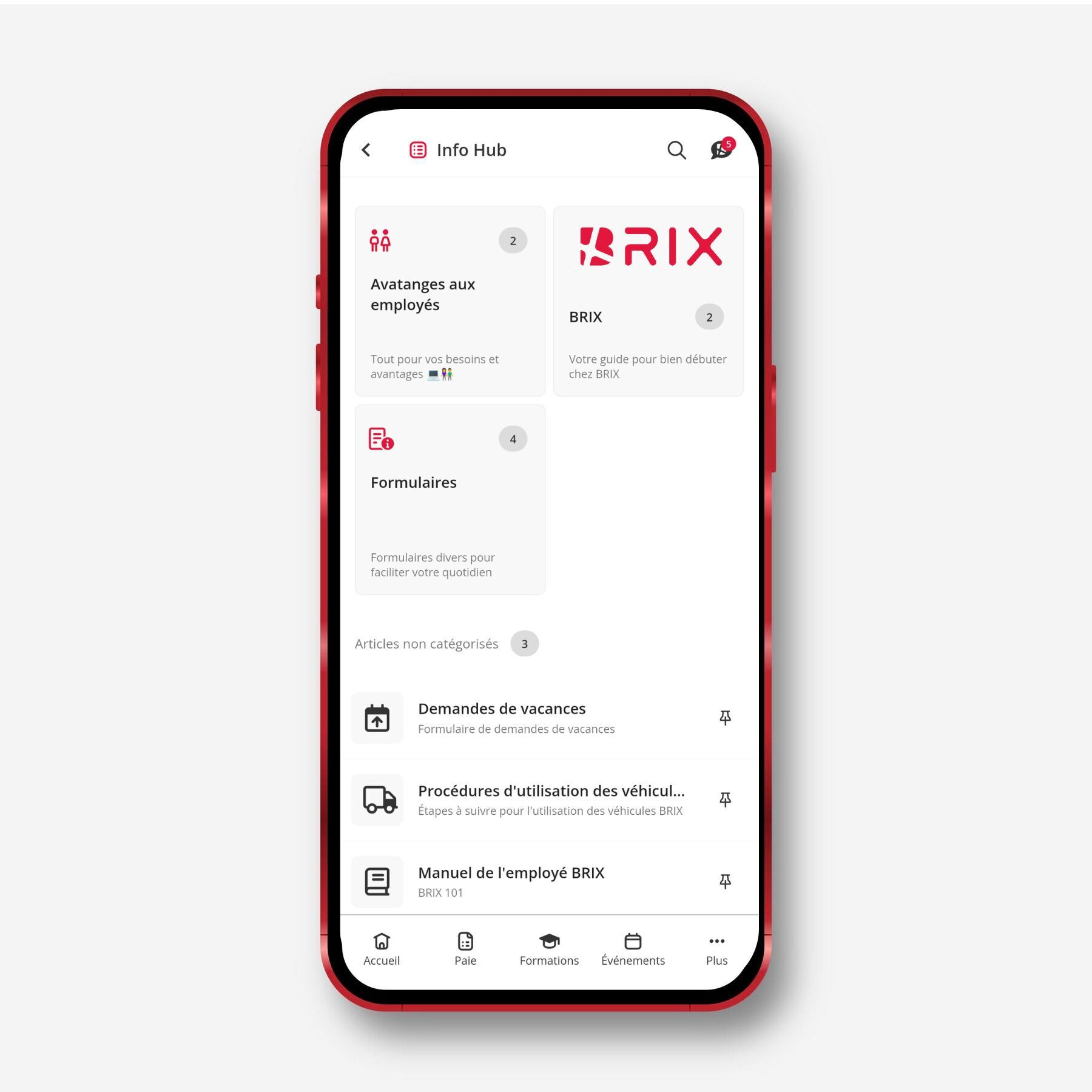 Info Hub in the mobile app