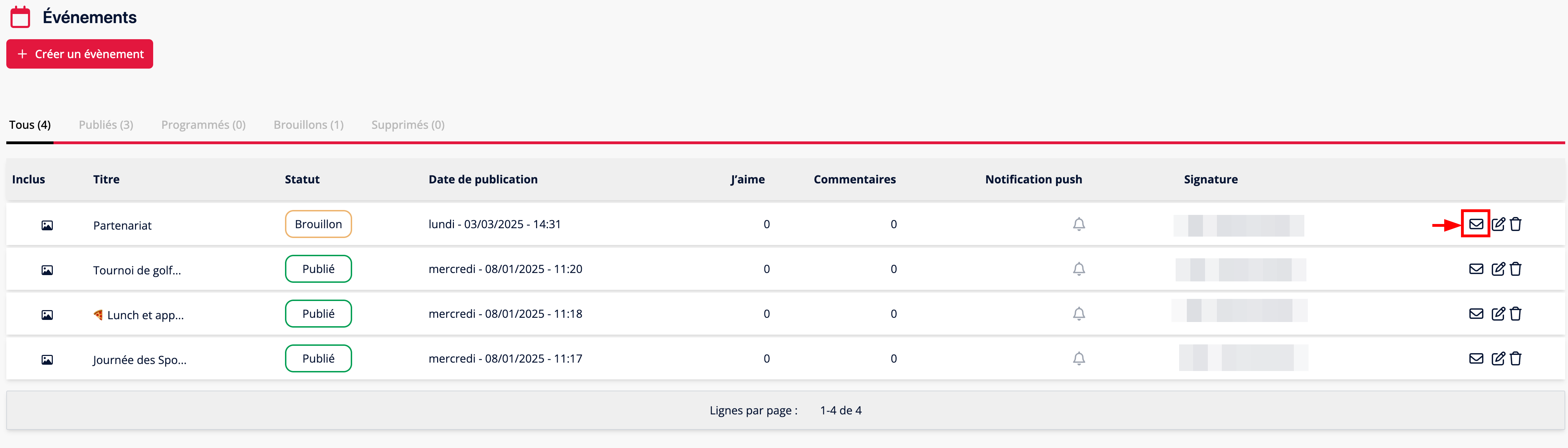Event attendance report in the web portal