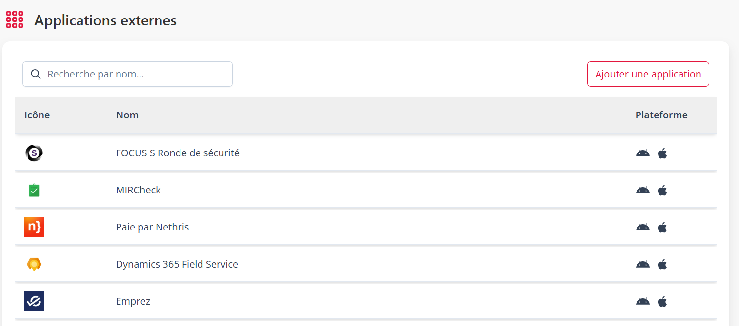 Managing external apps in the web portal